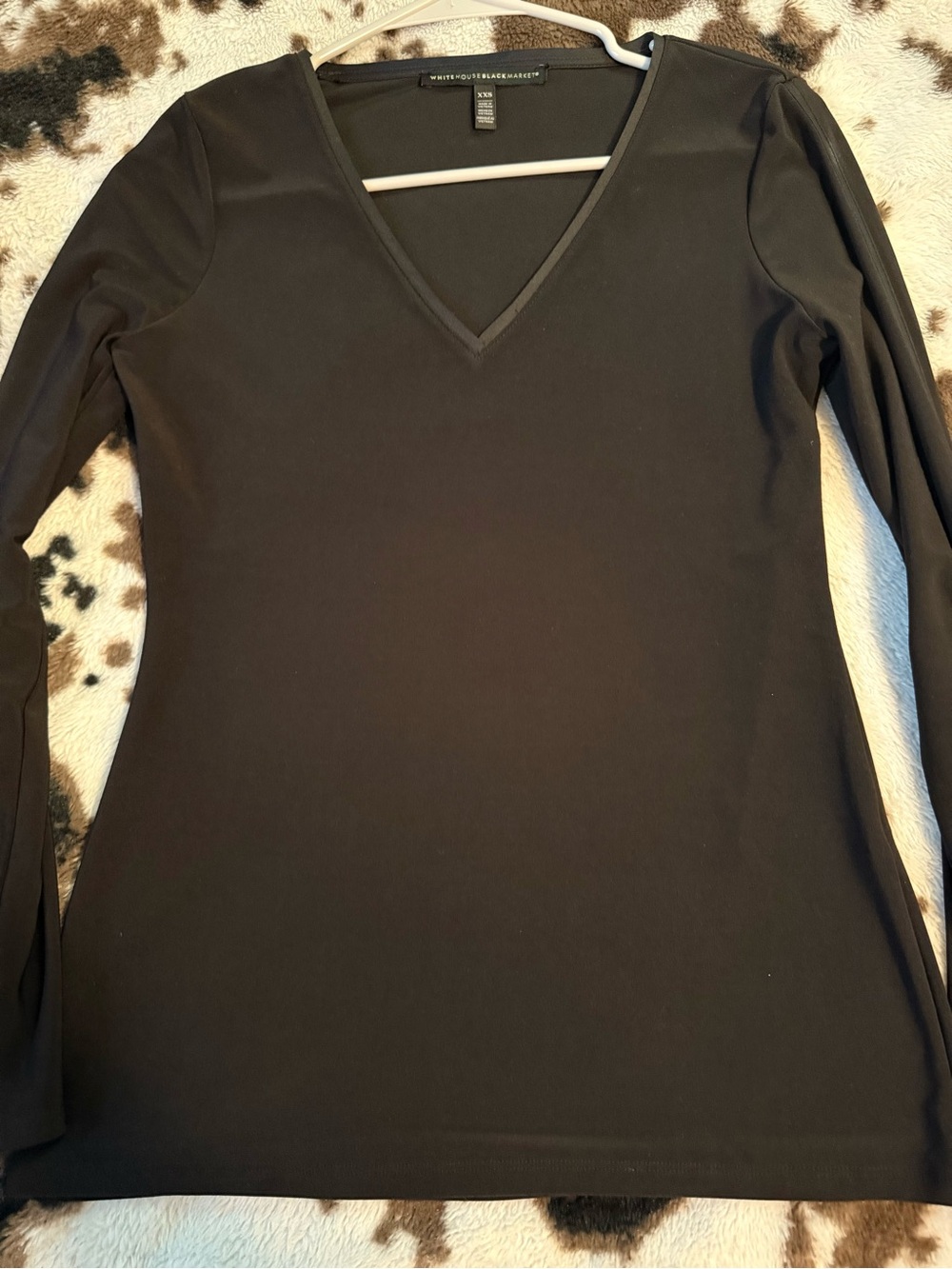 White House Black Market Black V-Neck Long Sleeve Top